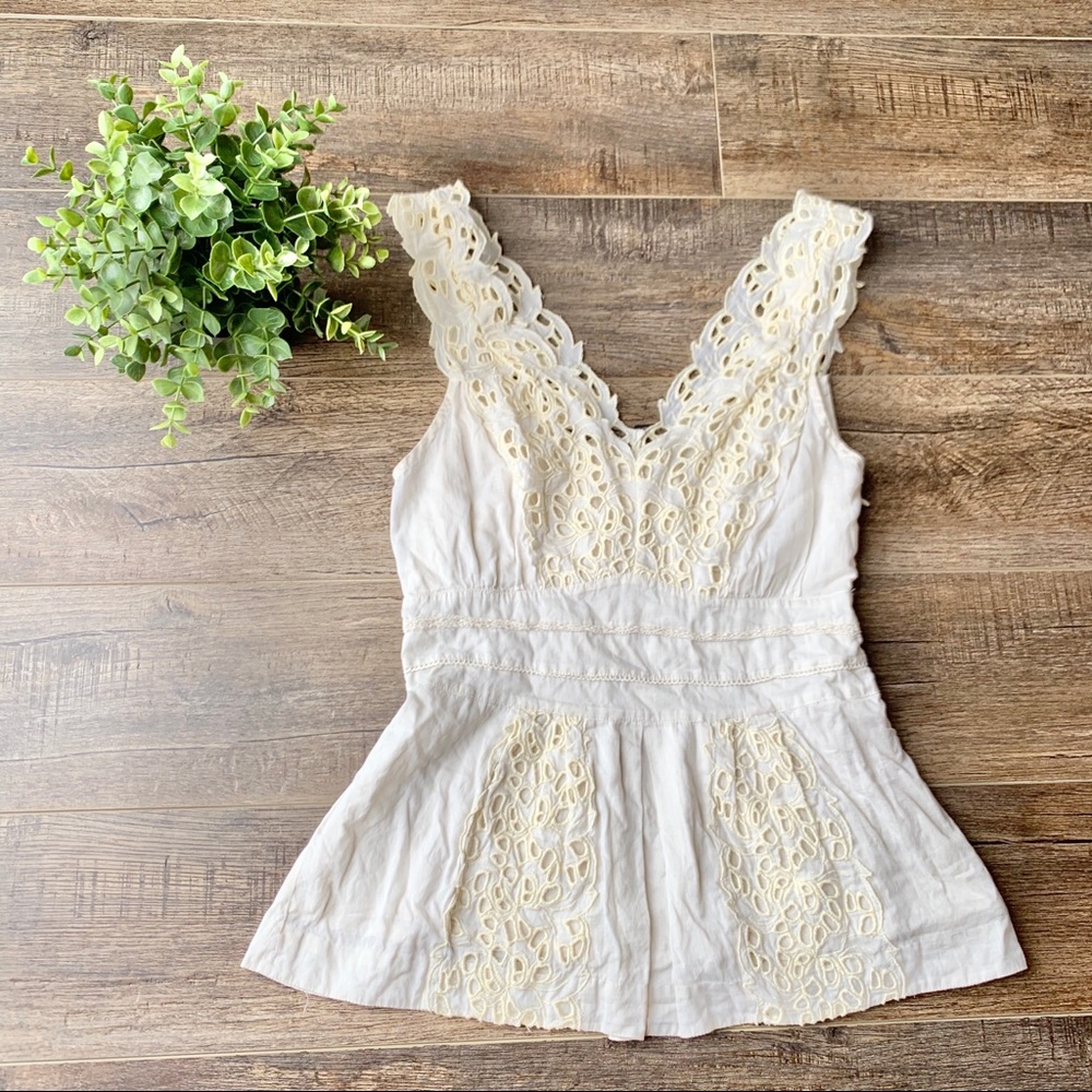 Anthropologie [Floreat] anthurium eyelet tank top